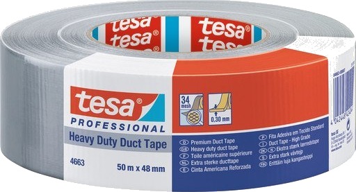 Tesa 4663 Sølv Duct Tape 50 m x 48 mm - Isolasjon og Reparasjon Tesa 4663 Sølv Duct Tape 50 m x 48 mm - Isolasjon og Reparasjon
