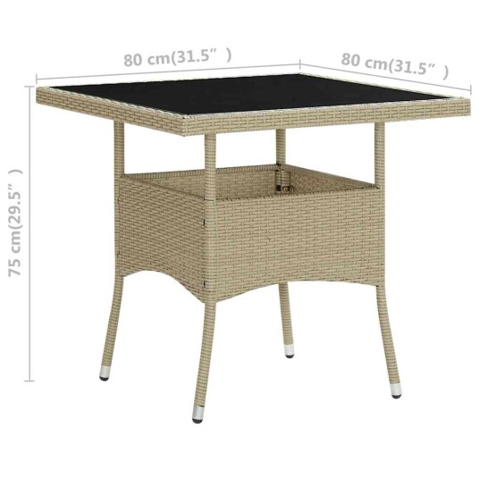 vidaXL Utendørs spisebord Beige polyrotting og glass