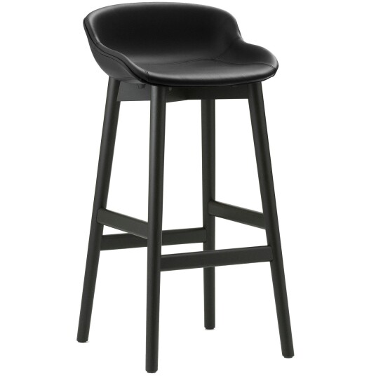 Normann Copenhagen Hyg Barstol 75 cm Svart Skinn / Svart Eik