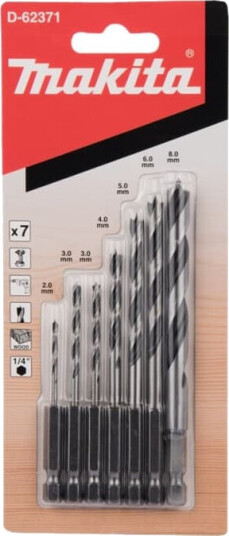 Makita Borsett for Tre - 7 Deler Heksagonal 1/4" med Varierende Lengder Makita Borsett for Tre - 7 Deler Heksagonal 1/4" med Varierende Lengder