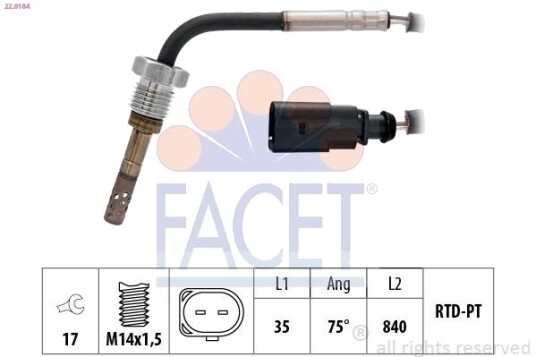 Sensor, eksostemperatur FACET 22.0184