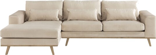 Copenhagen 4 seters Venstrevendt L formet Divansofa i Fløyel Beige