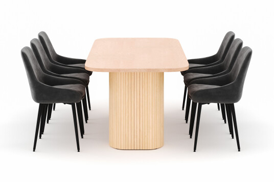 Scandinavian Choice Kopparbo Spisegruppe 200x90cm med 6 Alsarp Spisestoler Naturell