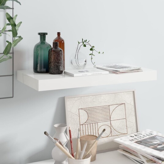 vidaXL Flytende vegghylle h?yglans hvit 50x23x3,8 cm MDF vidaXL Flytende vegghylle h?yglans hvit 50x23x3,8 cm MDF