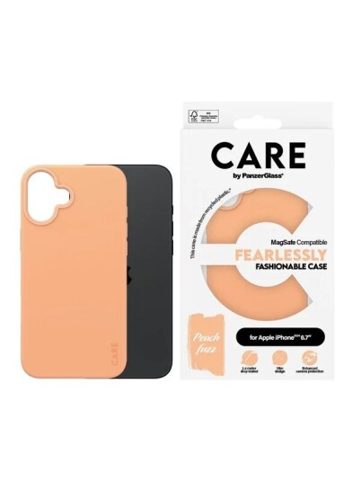 Care by PanzerGlass FASHION MagSafe Mobildeksel Ferskenfarget til iPhone 16 Plus