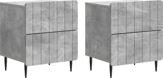  Nattbordskap 2 pcs Betonggrå 43 x 34,5 x 49,5 cm Konstruert tre