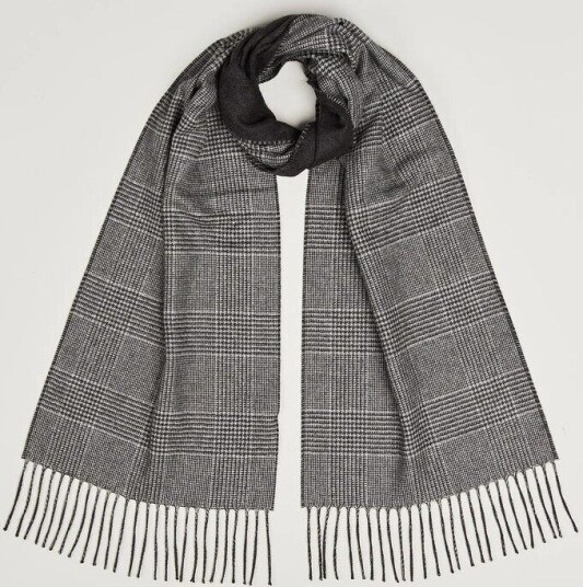 Piacenza Cashmere Cashmere/Silk Glencheck Scarf Grey Melange