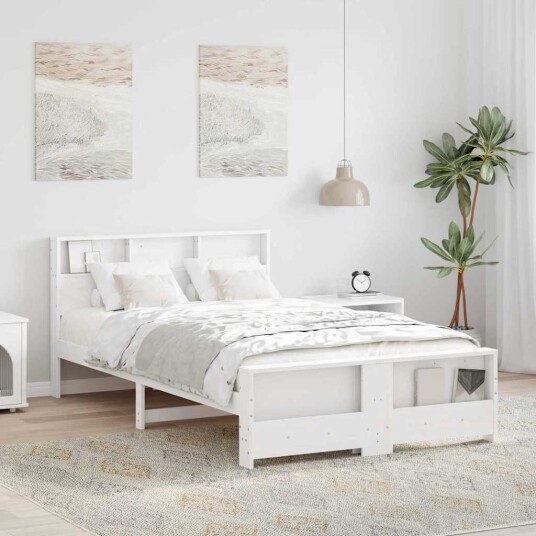  Sengestamme med hodegjerde Hvit 120 x 200 cm Heltre furu