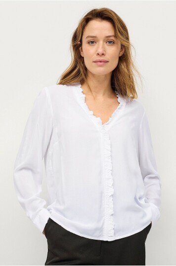 Ellos Collection Viskosebluse med volangedetaljer bluse Hvit