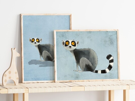 Plakat Lemurillustrasjon / Sett med 2