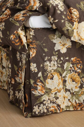 Ellos Home Sengekappe Candice Rose i vasket lin 60 cm Brun