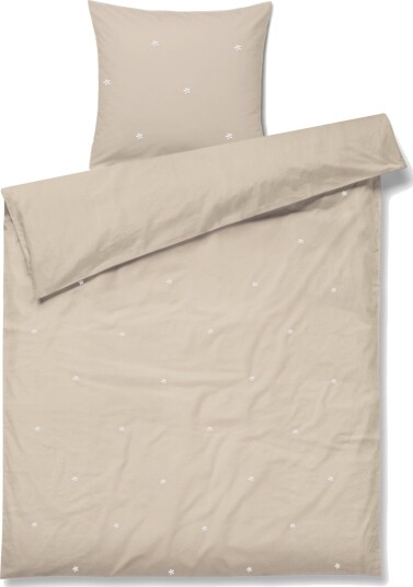 Juna JUNA sengetøy   100 % økologisk bomull   Daisy juniorsengetøy 100x140 cm   Sand med broderte blomster