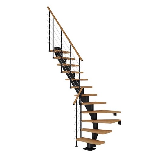 Dolle Frankfurt L-trapp Svart-style 6-oljeret Eik-75-11 - Loddret Høyde Op Til 258 Cm