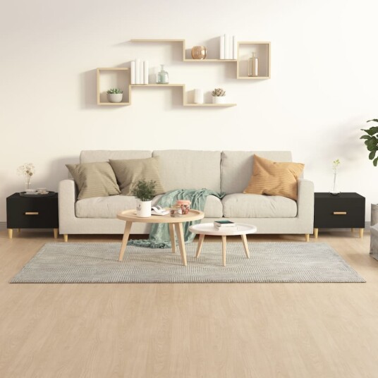 vidaXL Salongbord 2 stk svart 50x50x40 cm konstruert tre vidaXL Salongbord 2 stk svart 50x50x40 cm konstruert tre