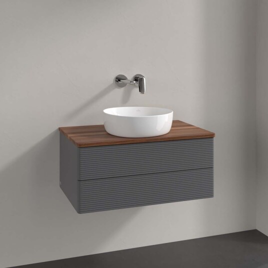 Villeroy & Boch  Antao Servantskap med 2 skuffer 80x50x36 cm u/lys Antrasitt/Valnøtt