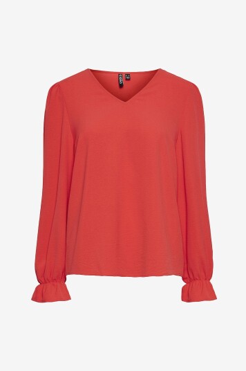 pieces - Bluse pcTiffany LS V-neck Top - Rosa