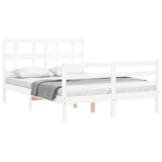 Sengeramme med hodegavl hvit 140x200 cm heltre 3194832