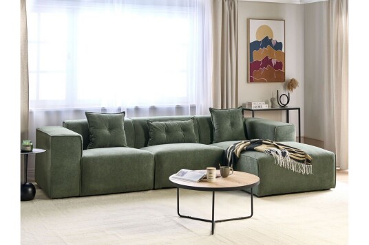Floriana Hjørnesofa 3 seter   Grønn/Svart