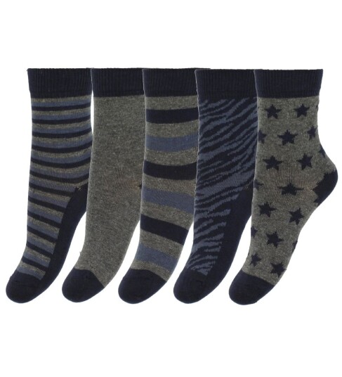 Minymo Sock W. Pattern (5-Pack) Grey 23-26 Minymo Sock W. Pattern (5-Pack) Grey 23-26