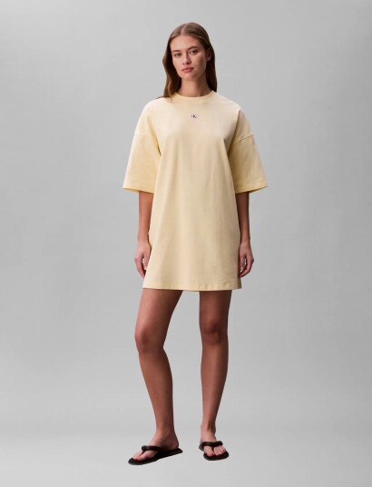 Calvin Klein Jeans Ss Woven Label Oversized Tee Dre   Yellow   L