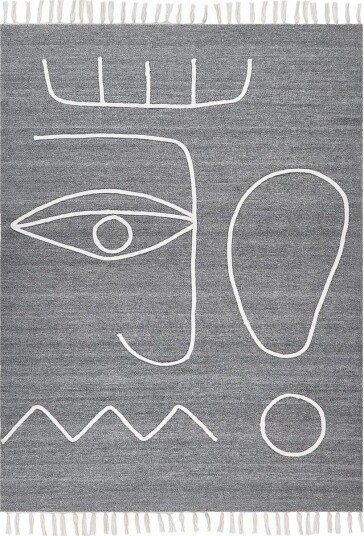 Flatvevd Yavu - Grå, hvit, 140x200 cm Flatvevd Yavu - Grå, hvit, 140x200 cm