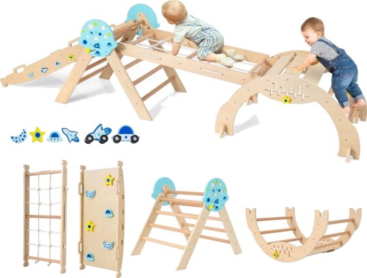 9 i 1 Montessori klatresett med sklie og tunnel