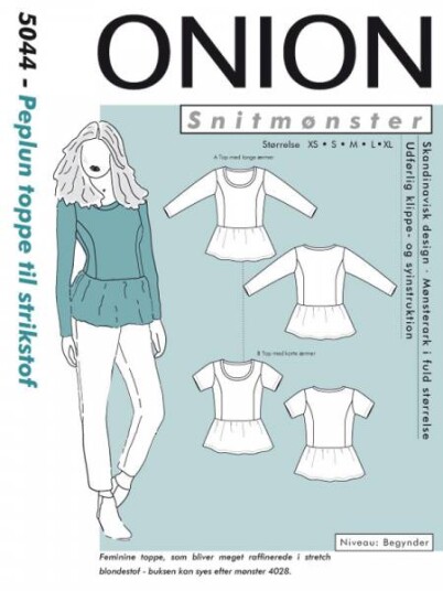 Onion mønster Peplum topp dame str XS - XL - 5044