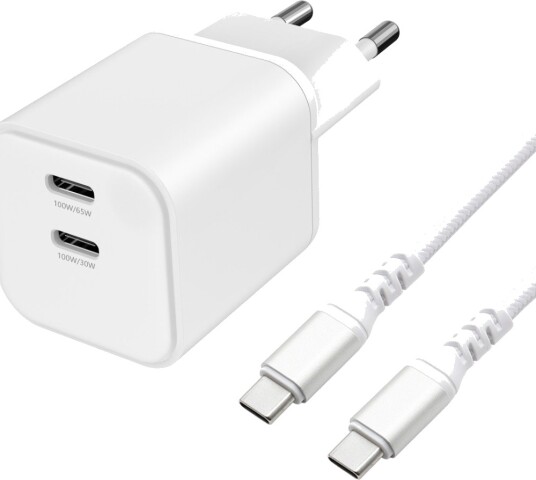 Dacota Platinum 100 W dobbel USB-C GaN-lader Hvit