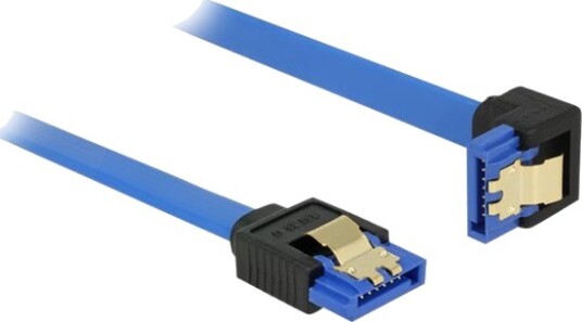 Delock Sata Kabel Serial Ata 150/300/600 SataR Rett Til SataR Vinklet Ned 1 M Haspe Blå