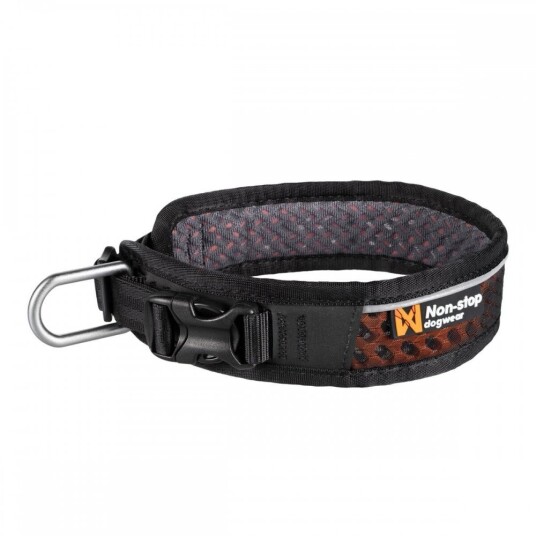 Non-Stop Dogwear Rock Justerbart Hundehalsbånd Svart/Oransje L