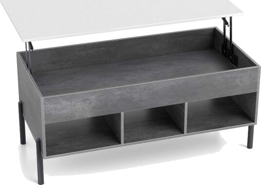 Justerbart salongbord med løfteplate oppbevaring grått 100x50x45/59 cm