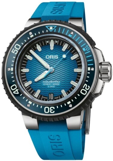 Oris Herreklokke 01 400 7777 7155 SET Aquis Blå/Gummi Ø49.5 mm