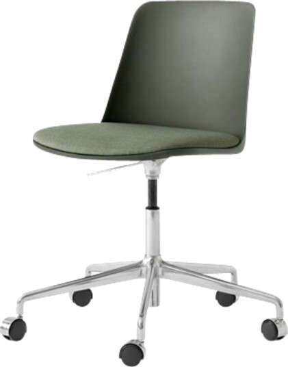 &Tradition Rely HW29 Spisestol uten Armlener Dreibar med Hjul Trukket Sete Bronse/Aluminium/lerret 0926