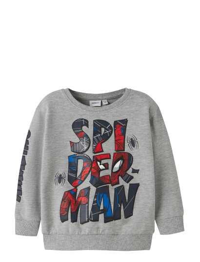 Name It Nmmfloyd Spider Nreg Sweat Bru Mar Grey 92