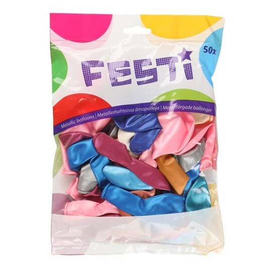 Festi Flerfargede metallballonger 25 cm – 50 pakning Festi Flerfargede metallballonger 25 cm – 50 pakning