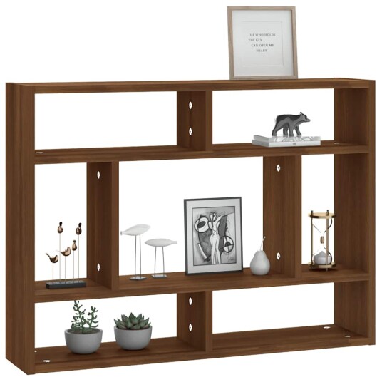 vidaXL Vegghylle brun eik 75x16x55 cm konstruert tre