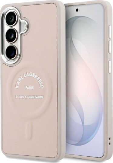 Karl Lagerfeld Embossed Ring RSG Logo MagSafe Case for Samsung Galaxy S26 - Pink