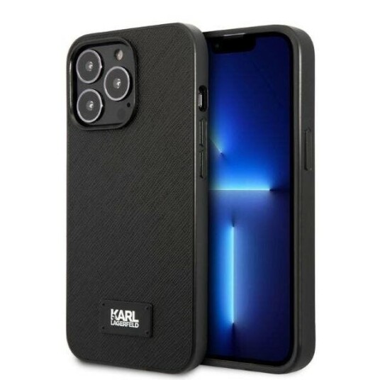 Karl Lagerfeld iPhone 13 Pro Saffiano Plaque Mobildeksel Svart
