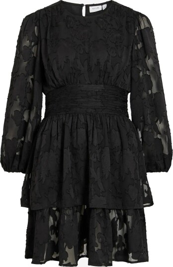 Vila Virinda L/S Short Dress/Dc/Ln BLACK BEAUTY 44