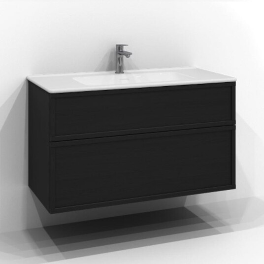 Svedbergs Poem Ramme Servantskap D45 med 2 Skuffer Svart ask / 100cm Push Open