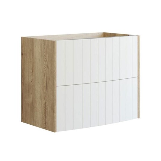 Dansani Inzo Vintage Rillet Servantskap   Buet Natur Eik/hvit Matt / 80cm
