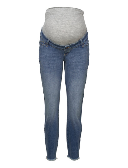 Mamalicious Mlmendez Slim Frayed 7/8 Jeans Cur - Blue - 50