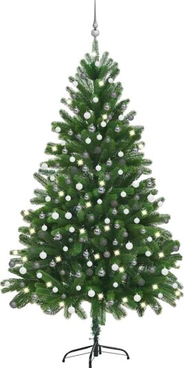 vidaXL Kunstig juletre med LED og kulesett 210 cm grønn