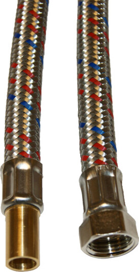 Nobrand Varmtvannsberederslange 50 cm med Rustfri Flett og Rødt Blå Stripe
