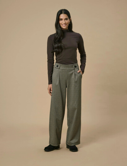 JDY Jdygeggo Mia Long Check Pant Jrs Noos - Brown - L x 32