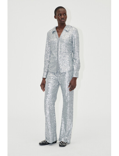 STINE GOYA Double Collar Shirt, 2260 Sequins - Silver - XS