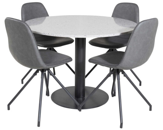 Venture Design Razzia & Polar spisegruppe Grå/svart 4 st stoler & bord 106 cm