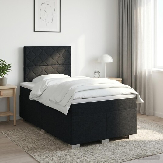 vidaXL Kontinentalseng med madrass Svart 120 x 190 cm Stoff