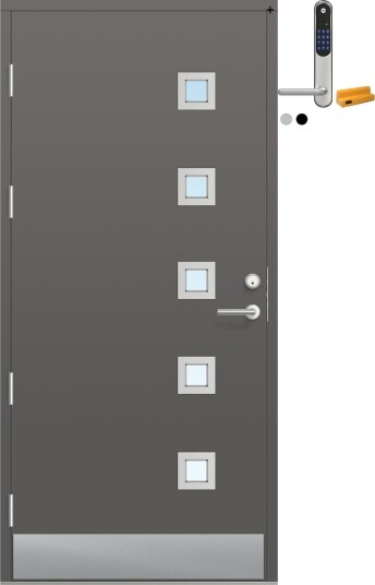 Ytterdør Bygg1 Fjell 04 Klarglass med Yale Entrus BxH: 80x200 cm, Venstre, NCS S-6500-N, Grå, Yale Sølv