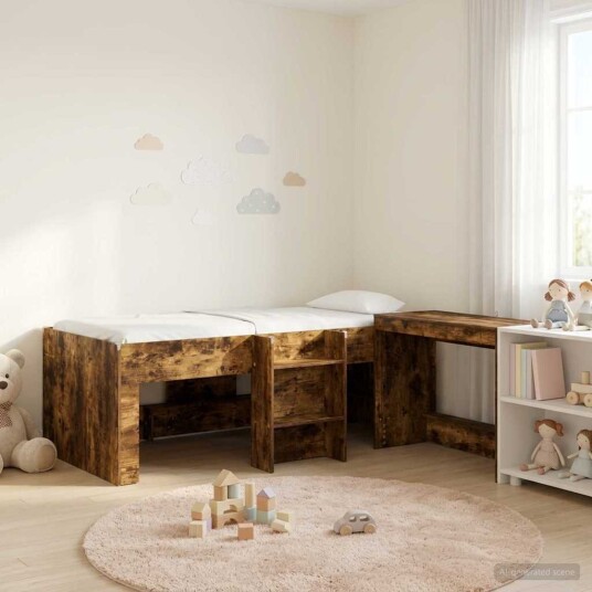  Barneseng med skrivebord Røkt Eik 98.5 x 200 cm Konstruert tre
